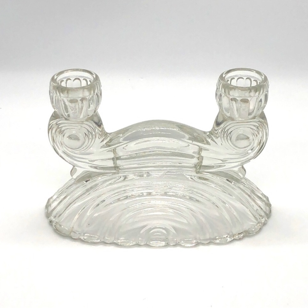 Clear Glass Double Candle Holder